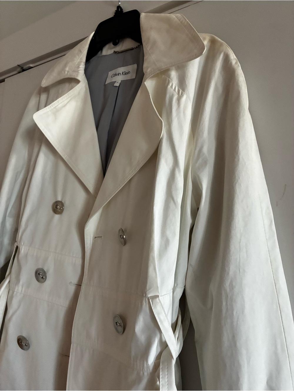 Calvin Klein Off-White Double-Breasted Trench Coat